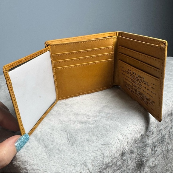 Brown Leather Wallet "To My Man" Bifold with Message | Gift Idea | Never Used - Picture 12 of 13